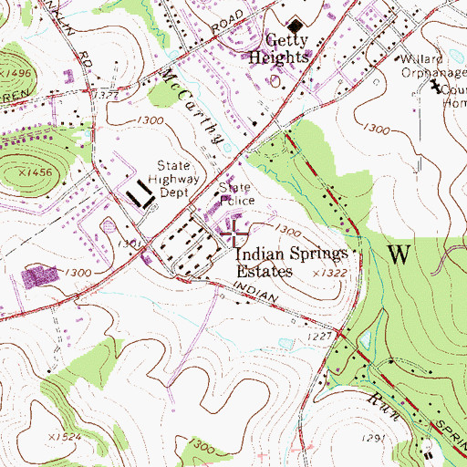 Topographic Map of Indian Springs Estates, PA
