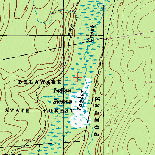 Topographic Map of Indian Swamp, PA