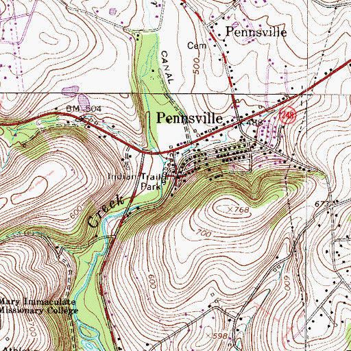 Topographic Map of Indian Trail Park, PA