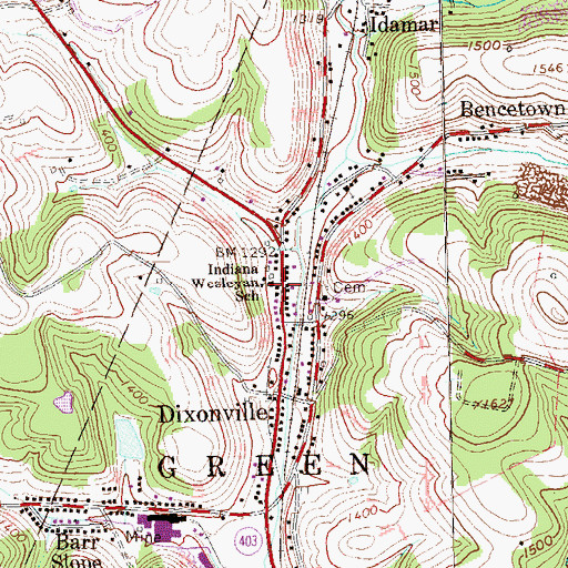 Topographic Map of Indiana Wesleyan School, PA