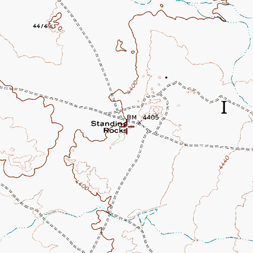 Topographic Map of Standing Rocks, AZ