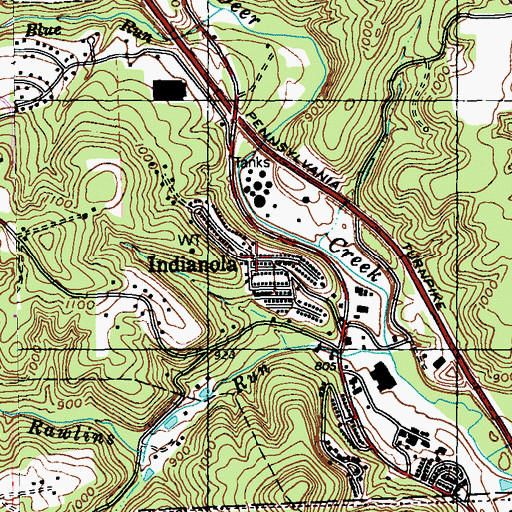 Topographic Map of Indianola, PA