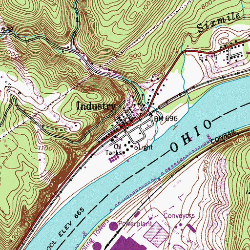 Topographic Map of Industry, PA