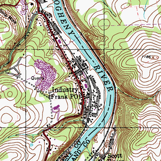 Topographic Map of Industry, PA