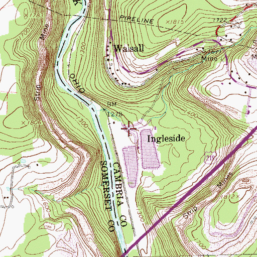 Topographic Map of Ingleside, PA