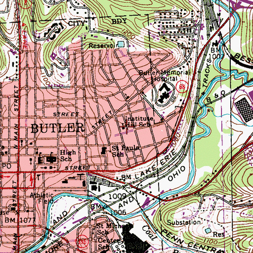 Topographic Map of Institute Hill School, PA