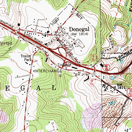 Topographic Map of Interchange, PA