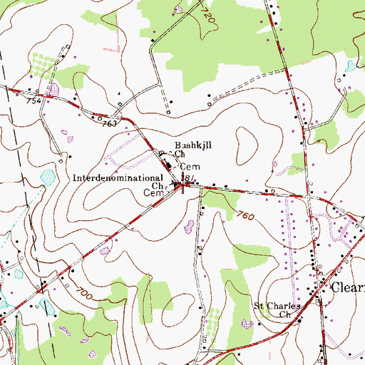 Topographic Map of Interdenominational Church, PA