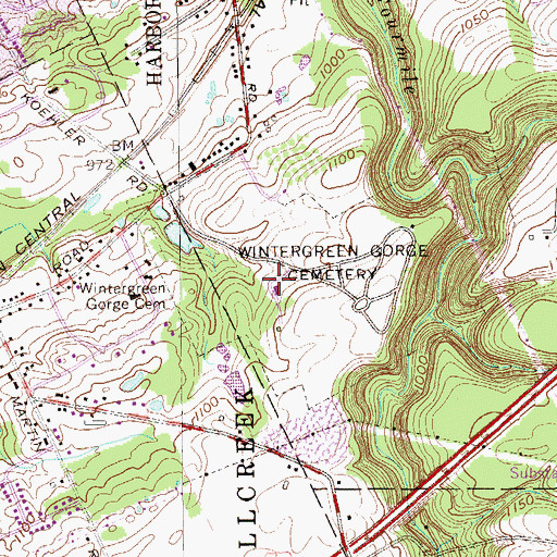 Topographic Map of Intergreen Gorge Cemetery, PA