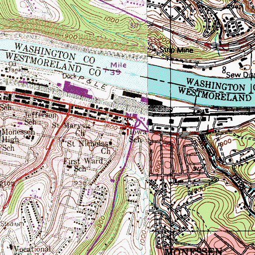 Topographic Map of Iowa School, PA