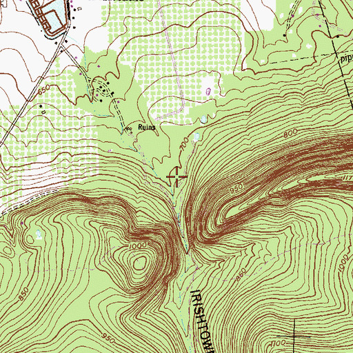 Topographic Map of Irishtown Gap Hollow, PA