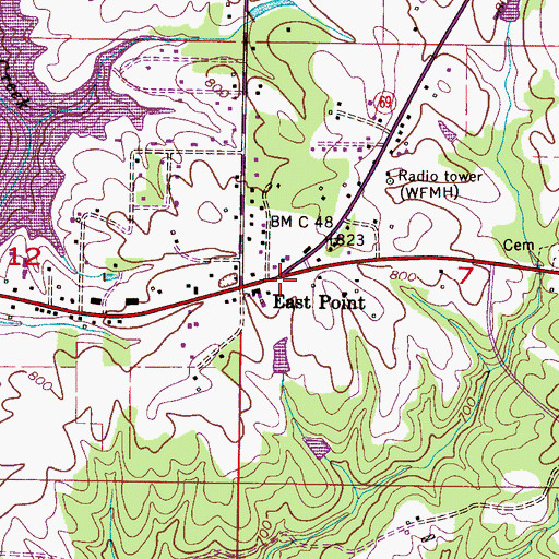 Topographic Map of East Point, AL