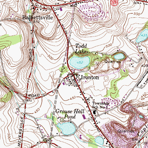 Topographic Map of Ironton, PA