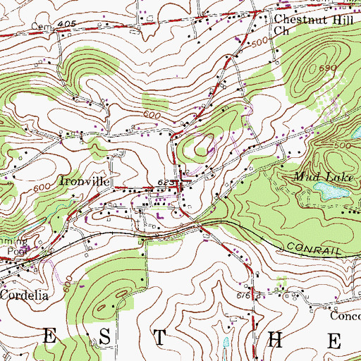 Topographic Map of Ironville, PA