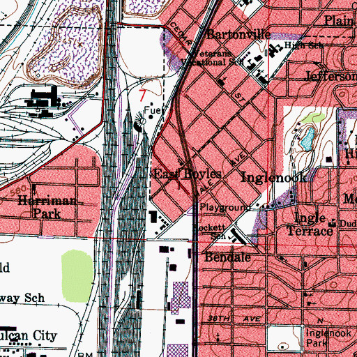 Topographic Map of East Boyles, AL