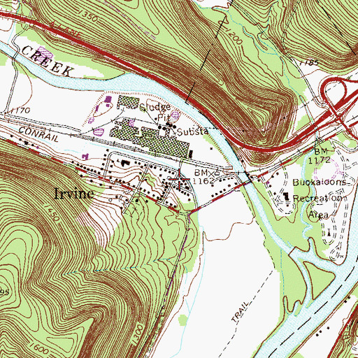 Topographic Map of Irvine, PA