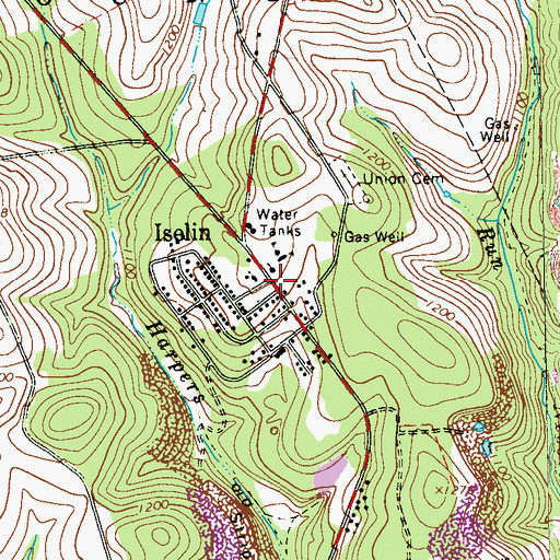 Topographic Map of Iselin, PA