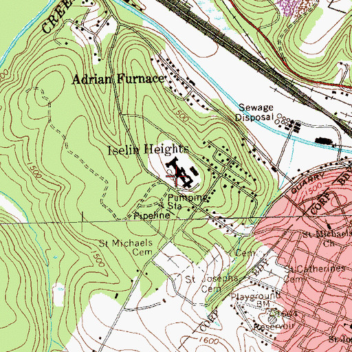 Topographic Map of Iselin Heights, PA