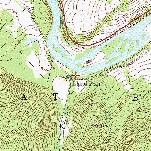 Topographic Map of Island Plain, PA