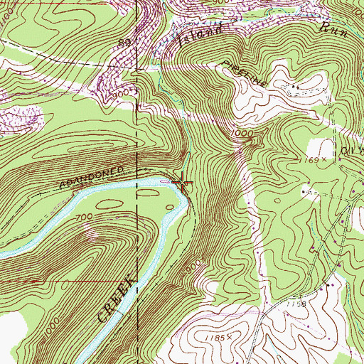 Topographic Map of Island Run, PA