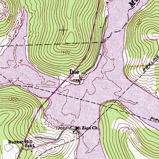 Topographic Map of Isle, PA