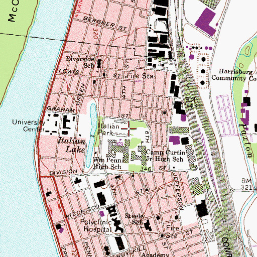 Topographic Map of Italian Park, PA