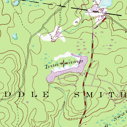 Topographic Map of Ivan Swamp, PA