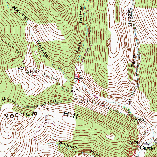 Topographic Map of Ives Hollow, PA