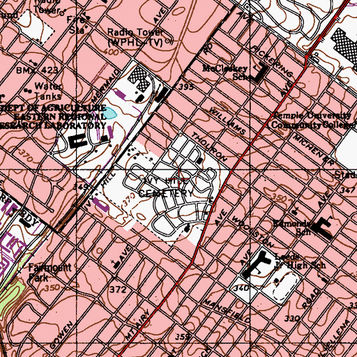 Topographic Map of Ivy Hill Cemetery, PA