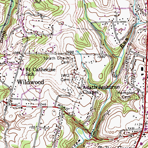 Topographic Map of B'nai Emunoh - Iwo Cemetery, PA