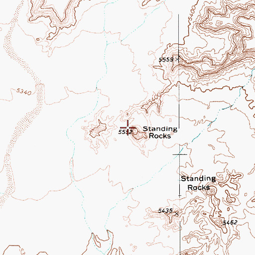 Topographic Map of Standing Rocks, AZ