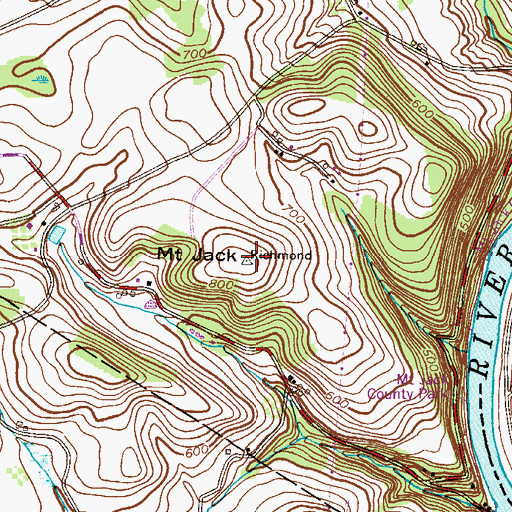 Topographic Map of Mount Jack, PA