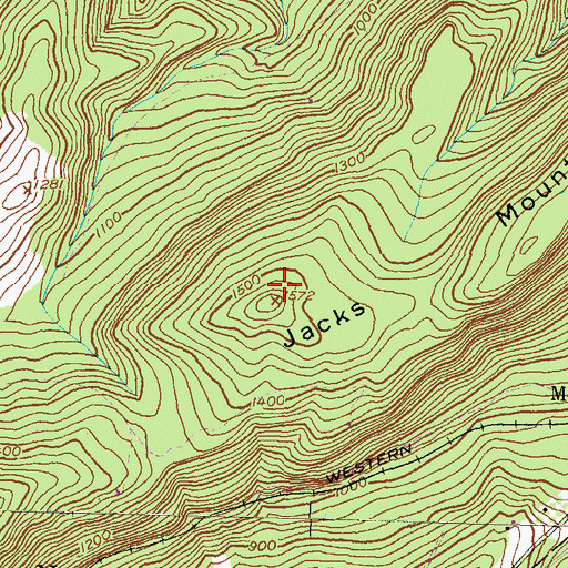 Topographic Map of Jacks Mountain, PA