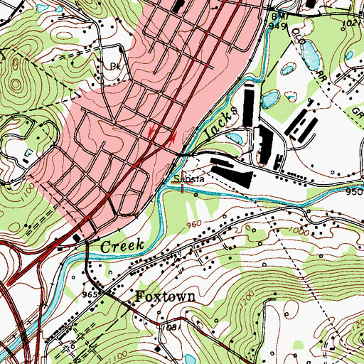 Topographic Map of Jacks Run, PA