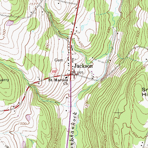 Topographic Map of Jackson, PA