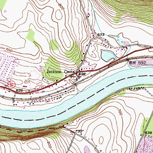 Topographic Map of Jackson Cemetery, PA