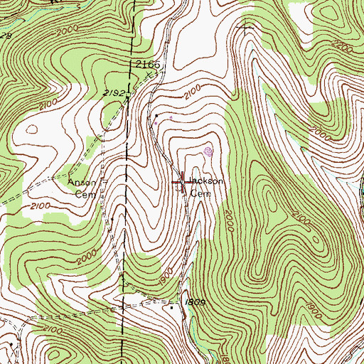 Topographic Map of Jackson Cemetery, PA