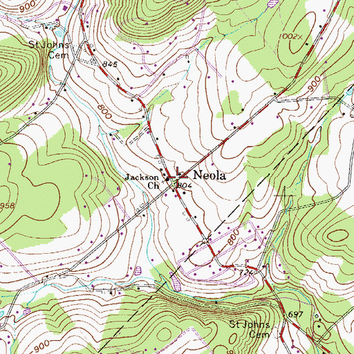 Topographic Map of Jackson Church, PA