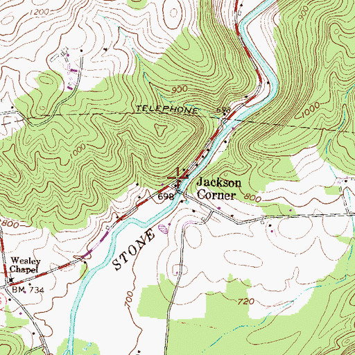 Topographic Map of Jackson Corner, PA