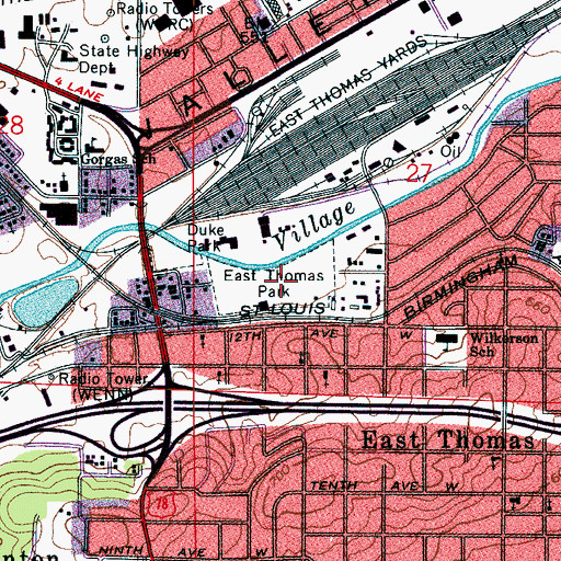 Topographic Map of East Thomas Park, AL