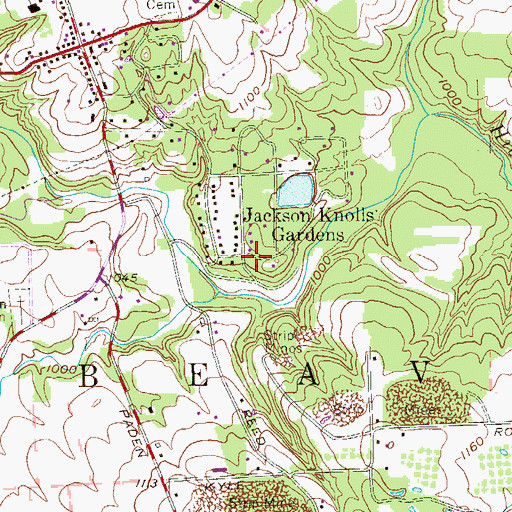 Topographic Map of Jackson Knolls Gardens, PA