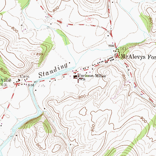 Topographic Map of Jackson Miller School, PA