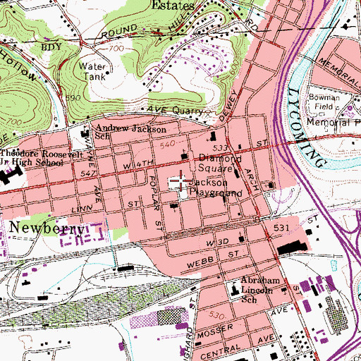 Topographic Map of Jackson Playground, PA