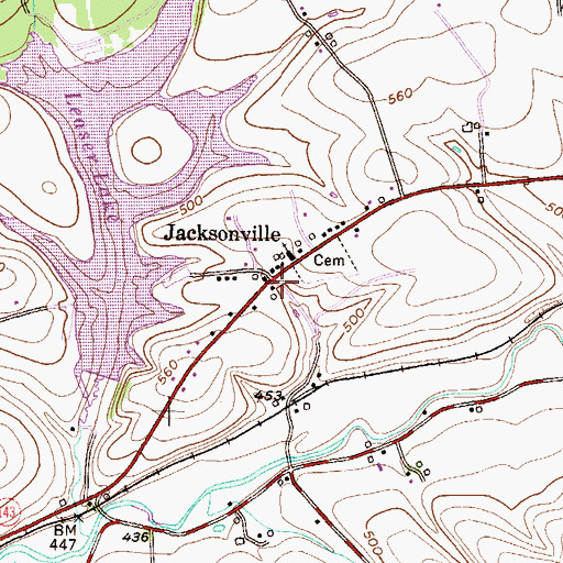 Topographic Map of Jacksonville, PA