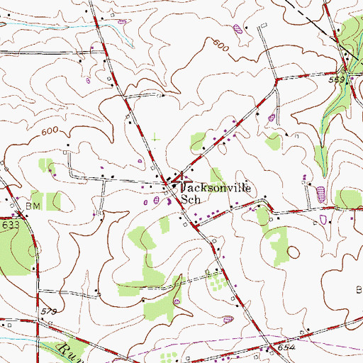 Topographic Map of Jacksonville School, PA