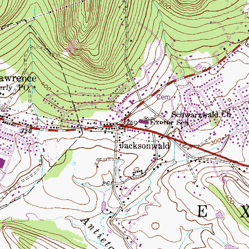 Topographic Map of Jacksonwald, PA