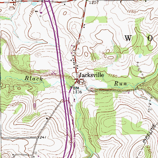 Topographic Map of Jacksville, PA