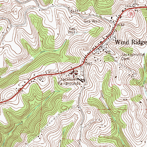 Topographic Map of Jacktown Fairgrounds, PA