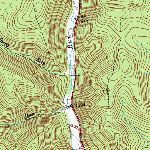 Topographic Map of Jacob Run, PA