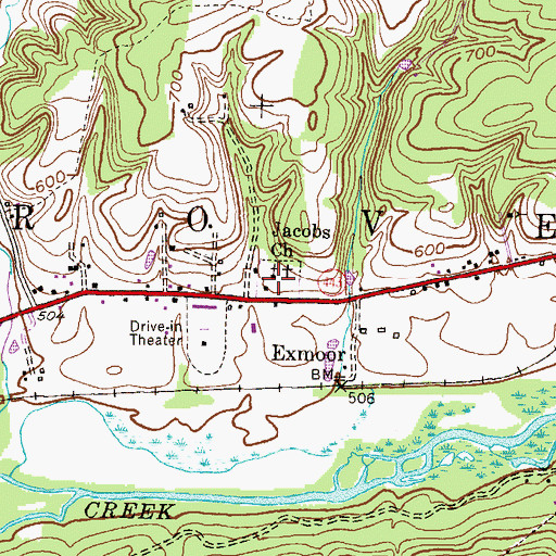 Topographic Map of Jacobs Church, PA